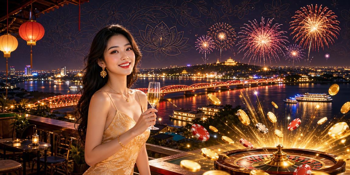 Chợ đêm Huế minh họa voucher mùa lễ cho slot và giải trí di động